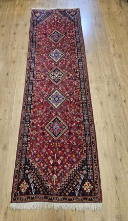 304x87 vintage handgeknoopt perzisch tapijt loper qashqai ID33320