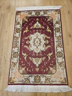 093x60 vintage handgeknoopt perzisch tapijt tabriz 50raj met zijde ID33268