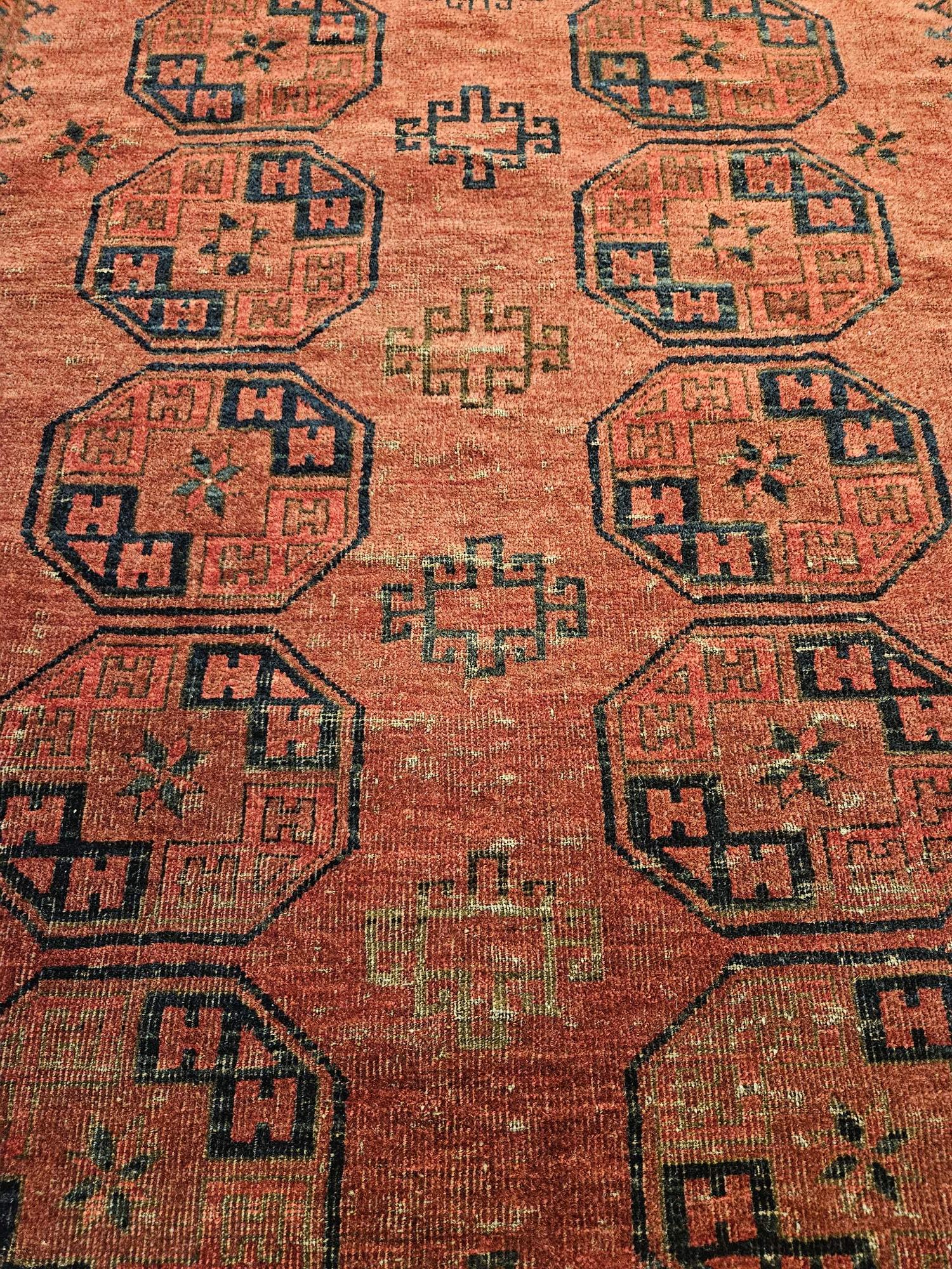 185x133 vintage handgeknoopt oosters tapijt ersari antiek ID33576 - Afbeelding 2