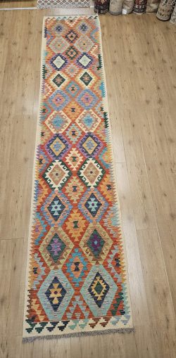 393x80 handgeweven oosterse wollen kelim loper ID33526