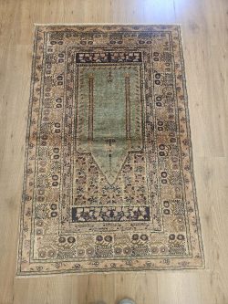 138x90 vintage handgeknoopt oosters tapijt kayseri zijde ID33562