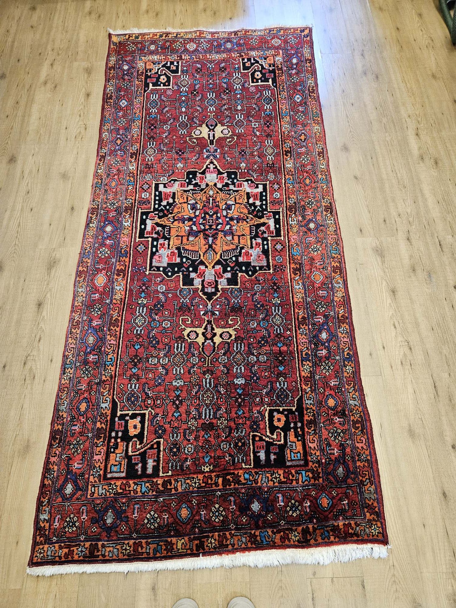 298x130 vintage handgeknoopt perzisch tapijt bidjar ID33552