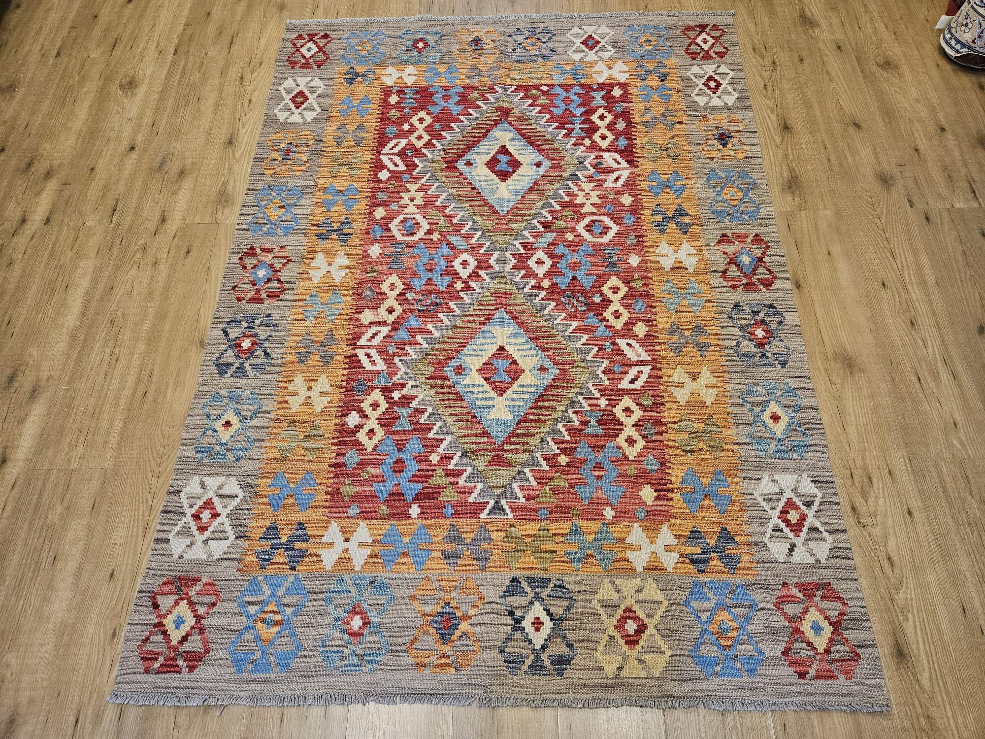 198x141 handgeweven oosterse wollen kelim ID33694