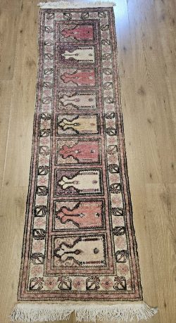 188x58 vintage handgeknoopt oosters tapijt loper kayseri zijde ID33648