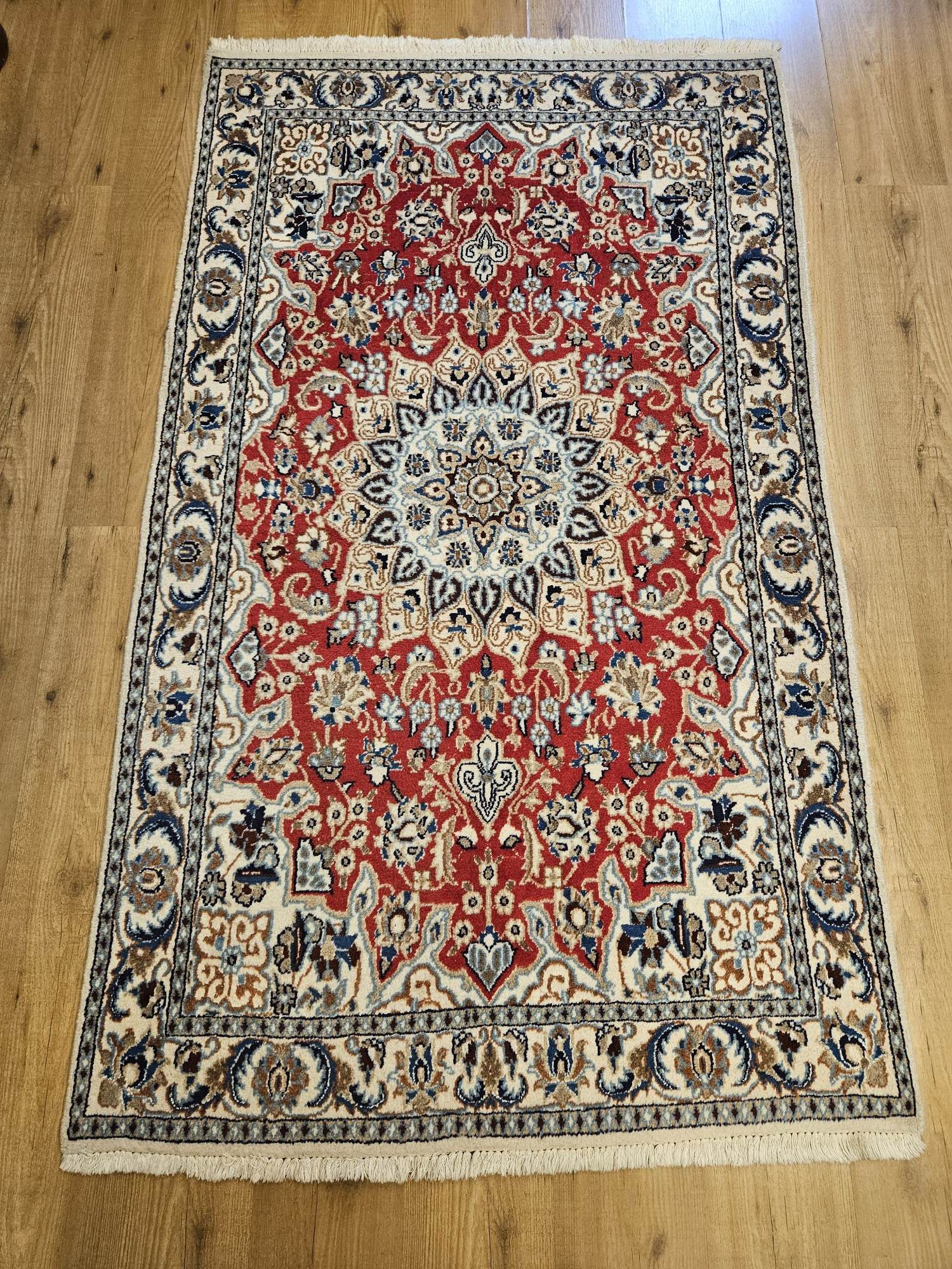 197x112 vintage handgeknoopt perzisch tapijt nain ID33604