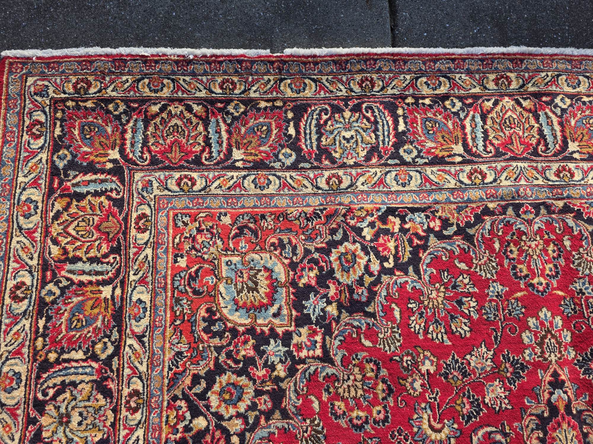 392x292 vintage handgeknoopt perzisch tapijt mashad ID33714 - Afbeelding 4