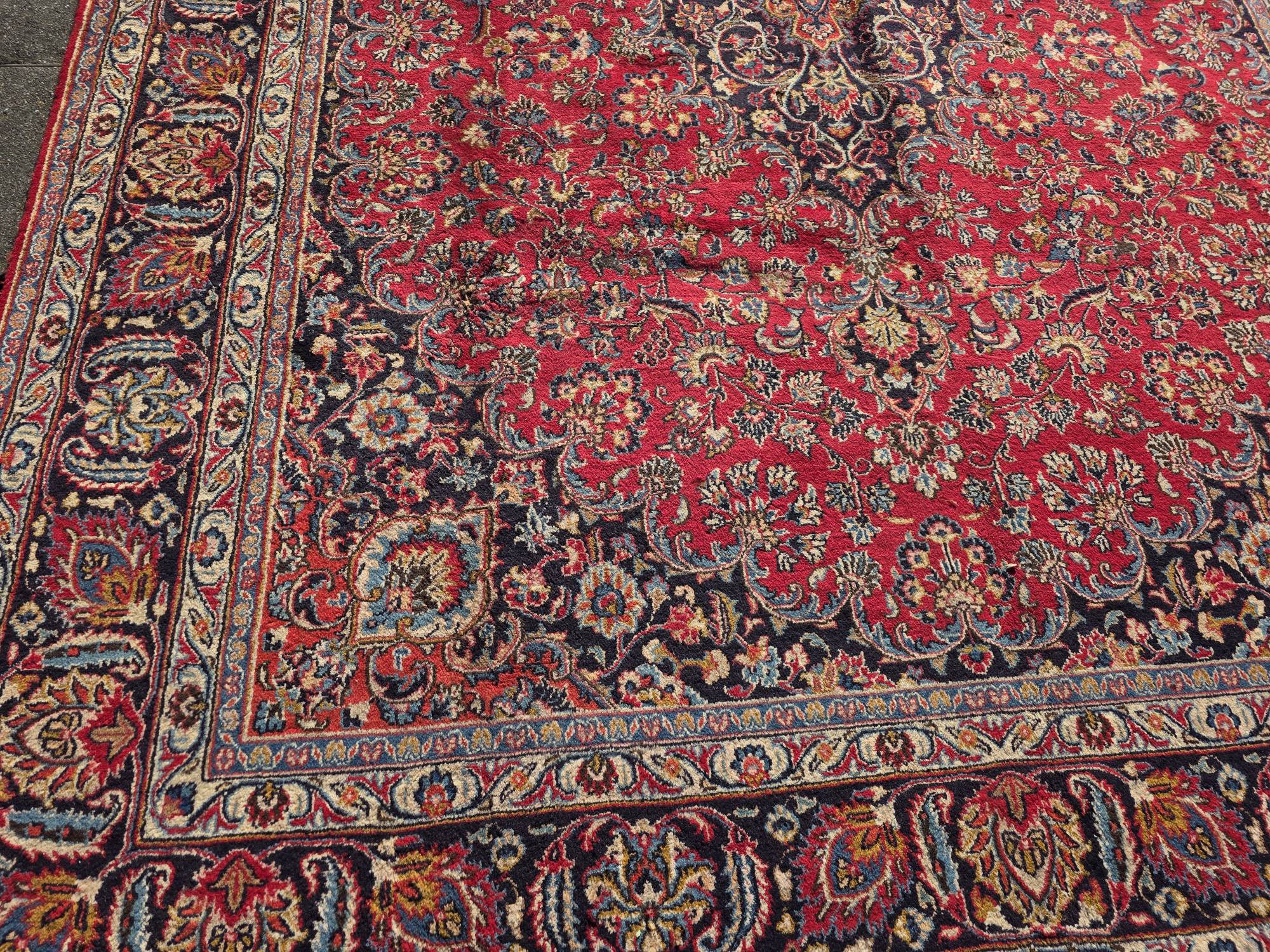 392x292 vintage handgeknoopt perzisch tapijt mashad ID33714 - Afbeelding 5