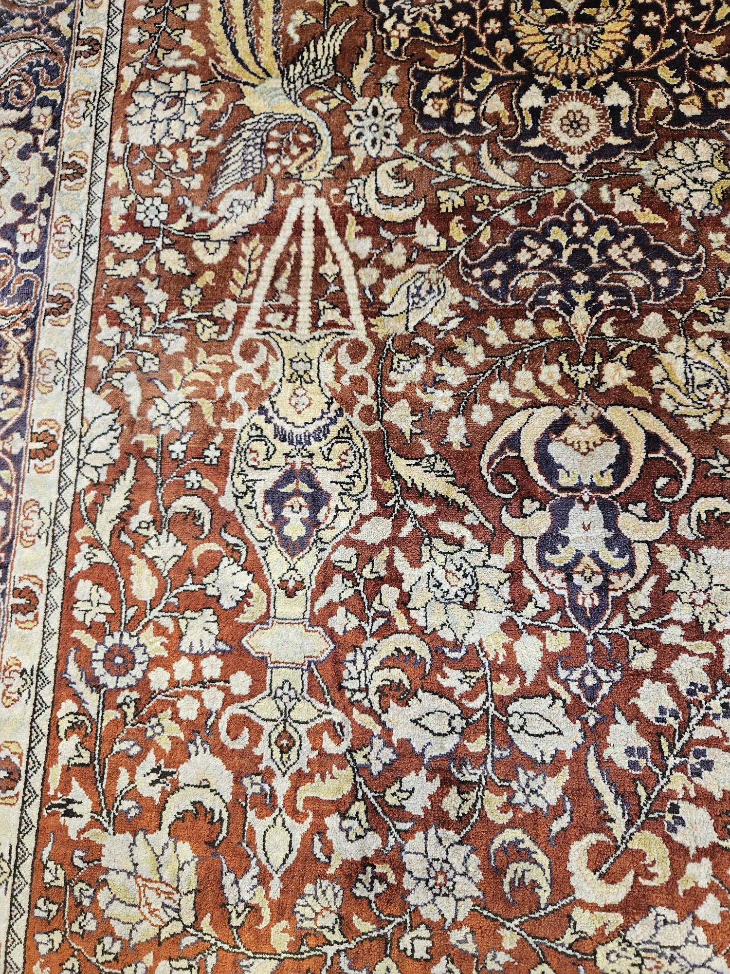 160x91 vintage handgeknoopt oosters Hereke zijde ID33704 - Afbeelding 2
