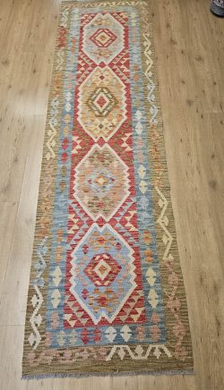291x81 handgeweven oosterse wollen kelim loper ID33716