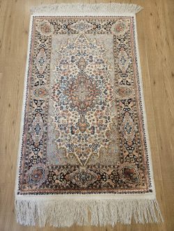 123x77 vintage handgeknoopt oosters tapijt kashmir zijde ID33700