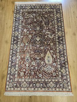 160x91 vintage handgeknoopt oosters Hereke zijde ID33704