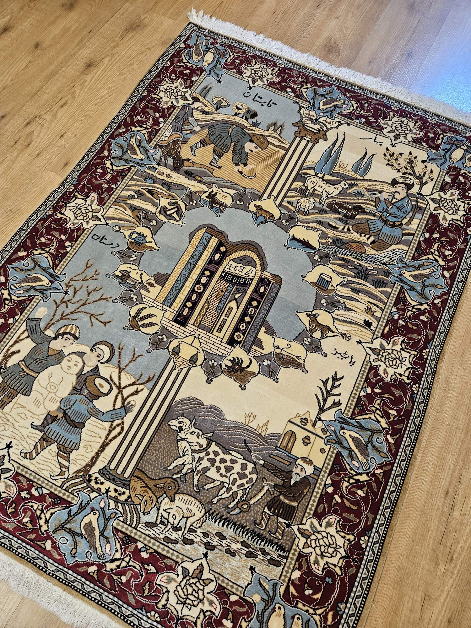 148x108 handgeknoopt perzisch tapijt ghom ID33796 - Afbeelding 2