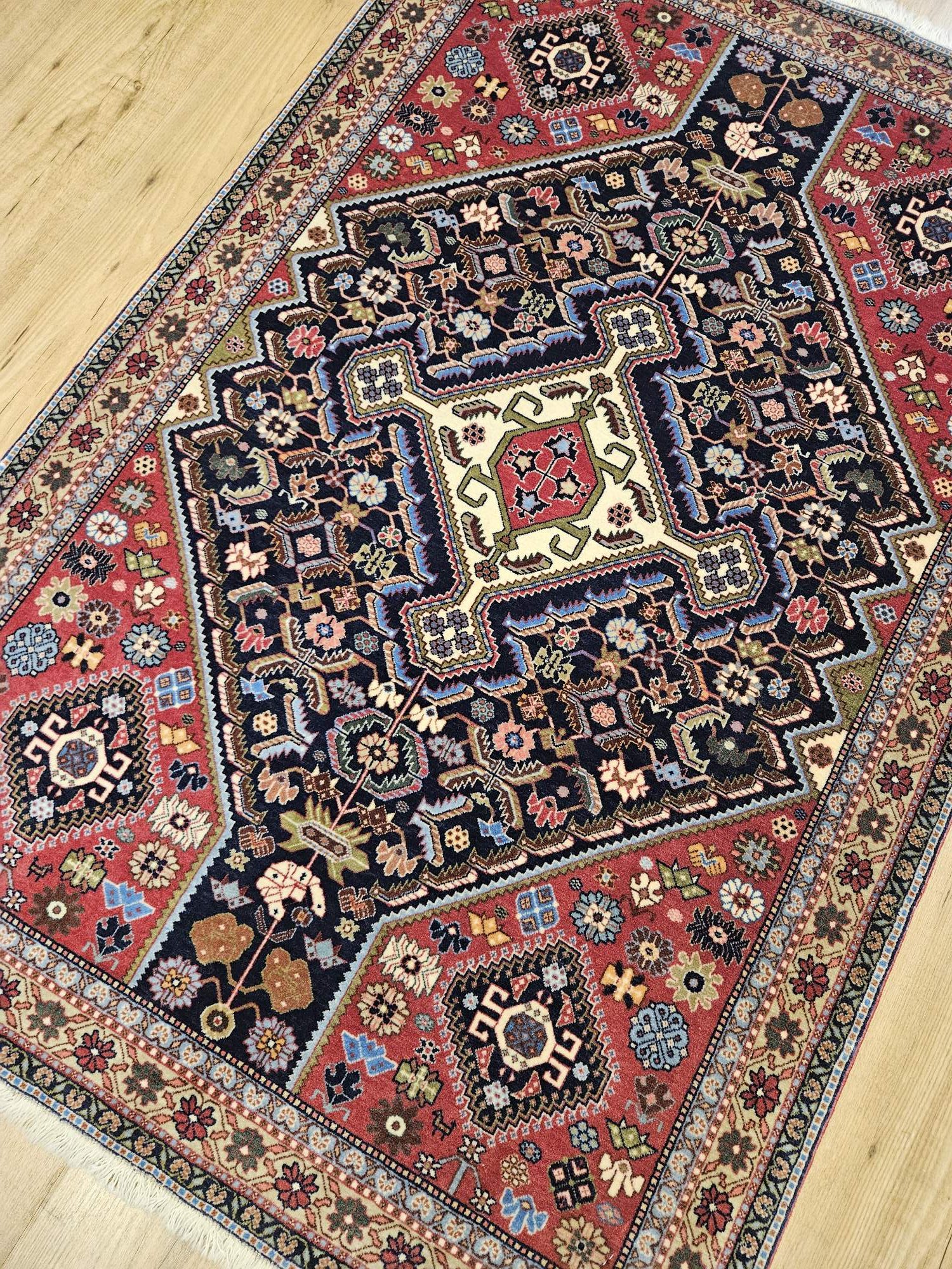 152x100 vintage handgeknoopt perzisch tapijt qashqai ID33852 - Afbeelding 2