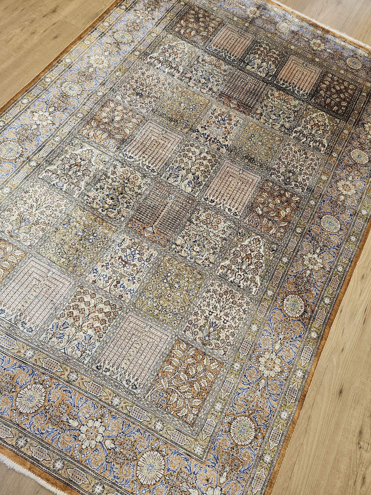 200x134 vintage handgeknoopt perzisch tapijt ghom zijde ID33858 - Afbeelding 2