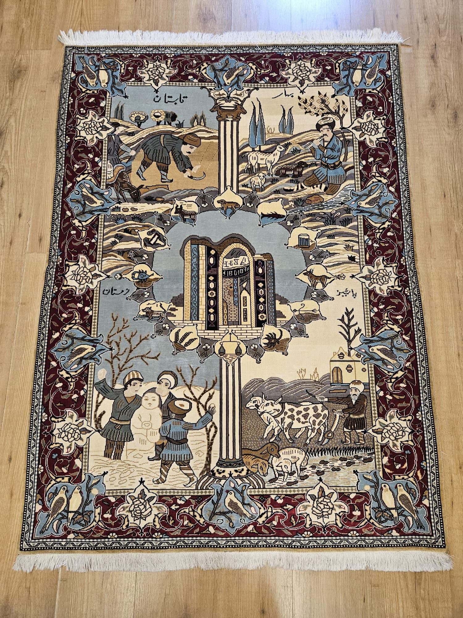 148x108 handgeknoopt perzisch tapijt ghom ID33796