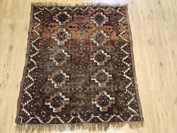 117x100 vintage handgeknoopt oosters tapijt ersari antiek ID33840