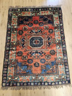 123x86 vintage handgeknoopt oosters tapijt kazak ID33828