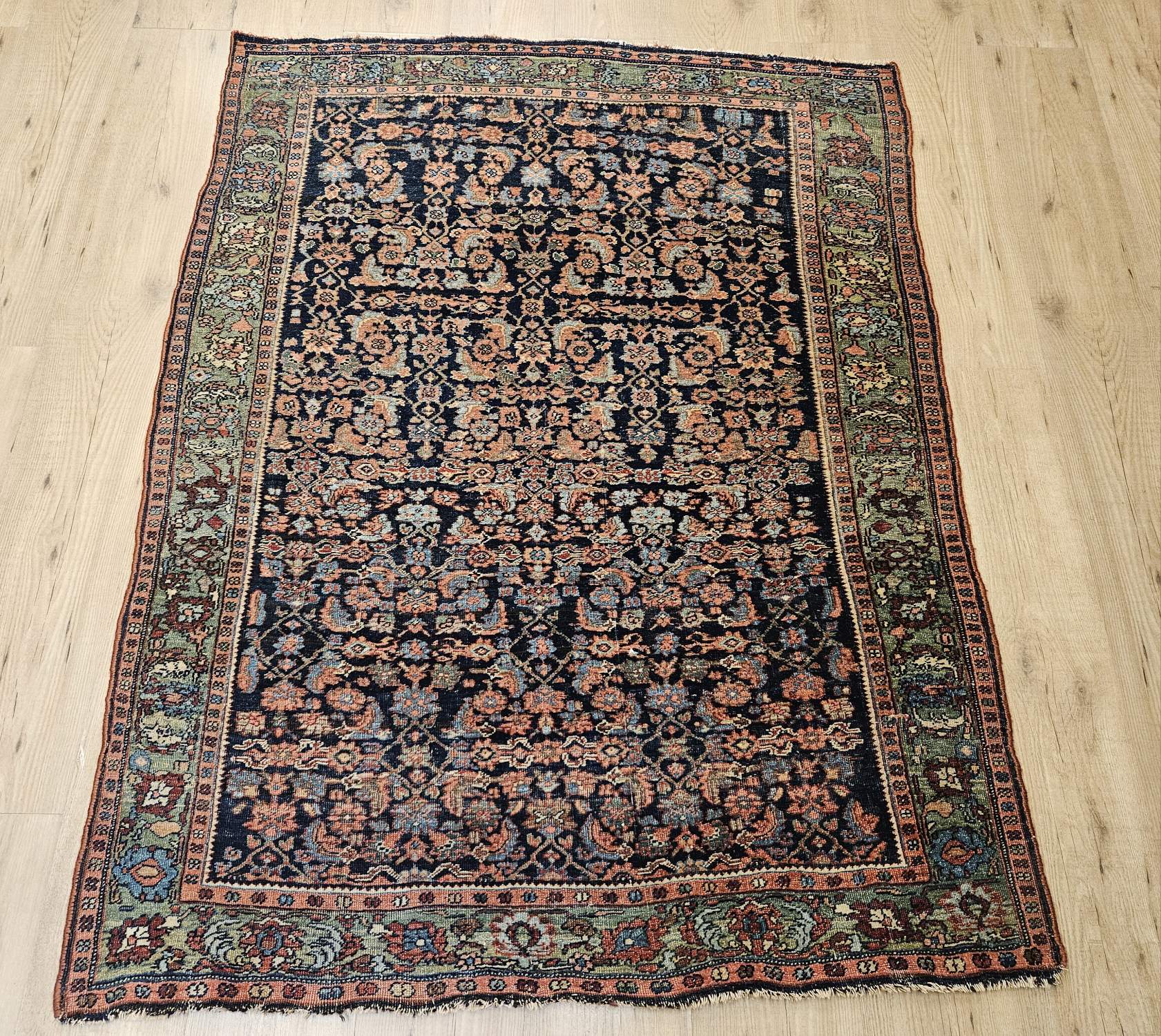 155x120 vintage handgeknoopt oosters tapijt bidjar ID33866