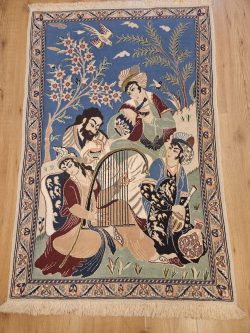 140x90 vintage handgeknoopt perzisch tapijt nain ID33804