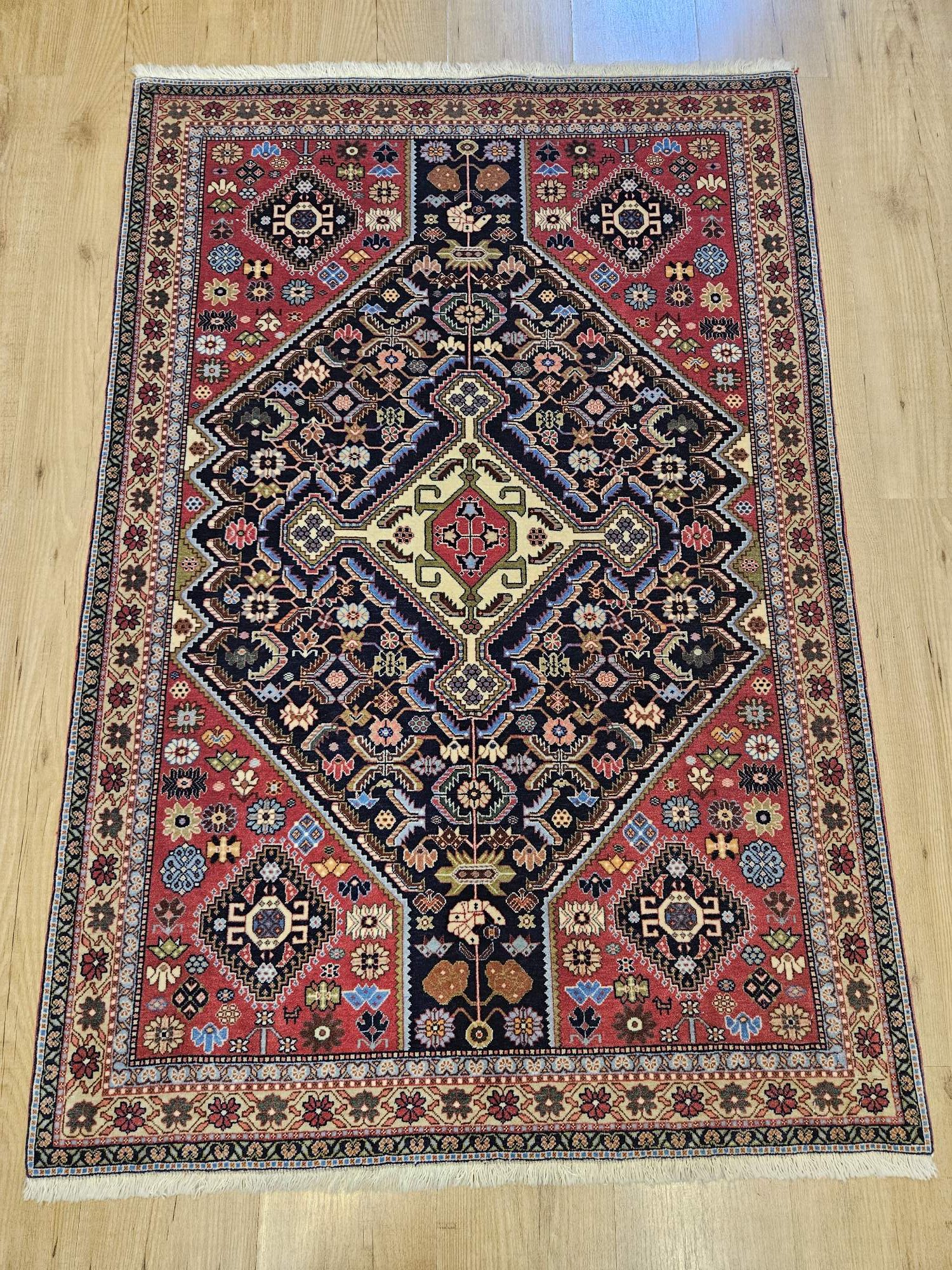 152x100 vintage handgeknoopt perzisch tapijt qashqai ID33852