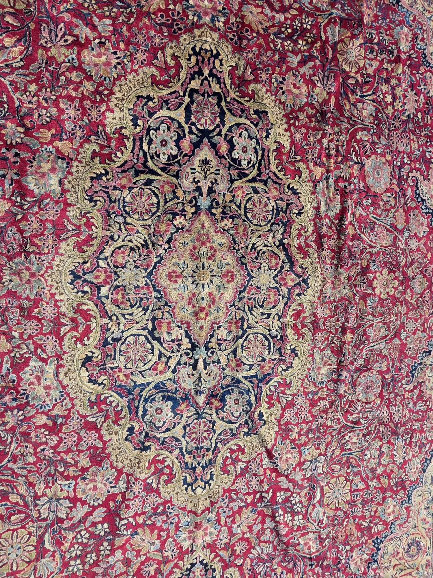492x346 vintage handgeknoopt perzisch tapijt kirman antiek ID33906 - Afbeelding 3