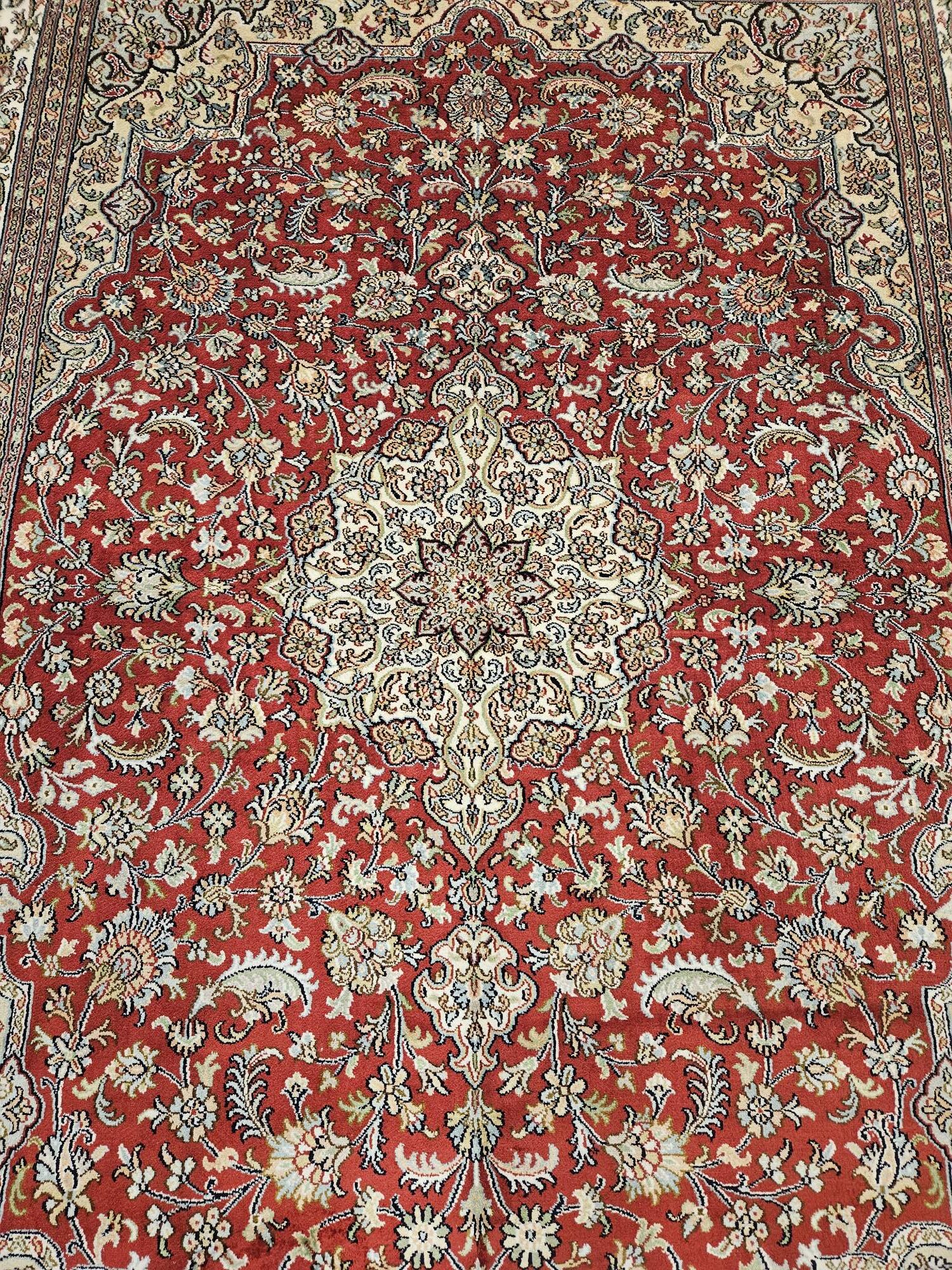 220x154 handgeknoopt oosters tapijt kashmir zijde ID33308 - Afbeelding 2