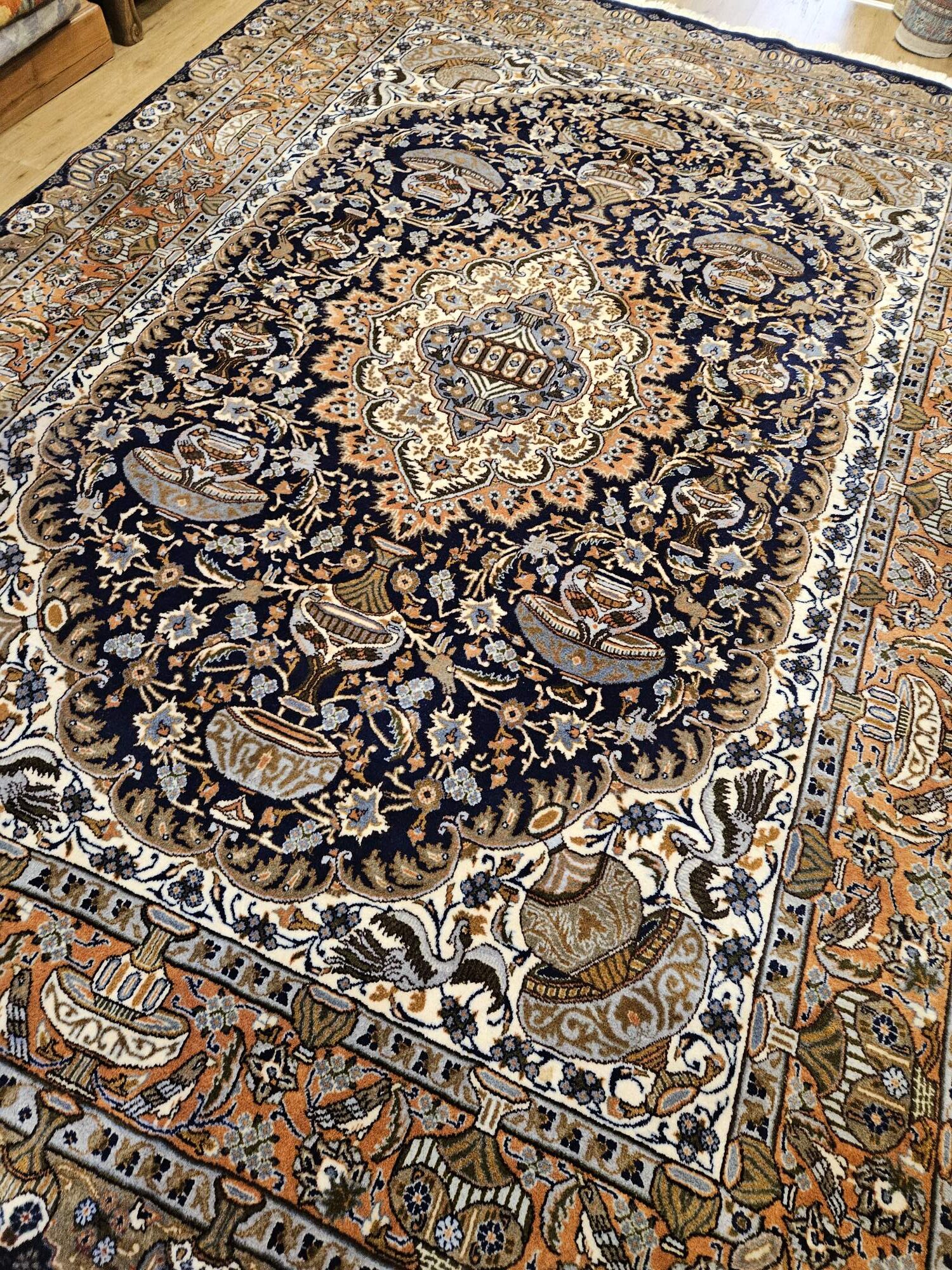 340x246 vintage handgeknoopt perzisch tapijt kashan ID33882 - Afbeelding 2