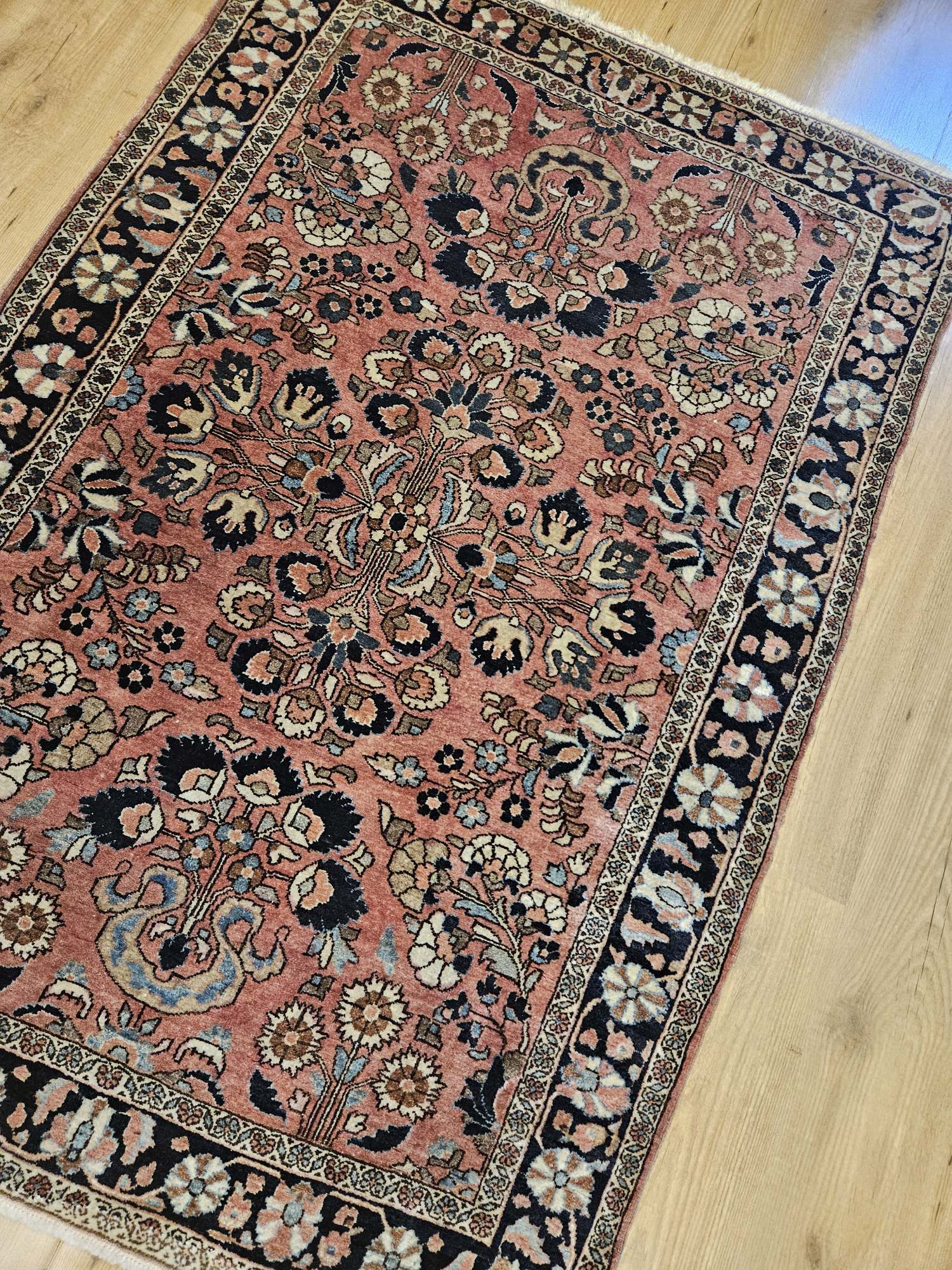 152x103 vintage handgeknoopt perzisch tapijt sarough antiek ID33938 - Afbeelding 2