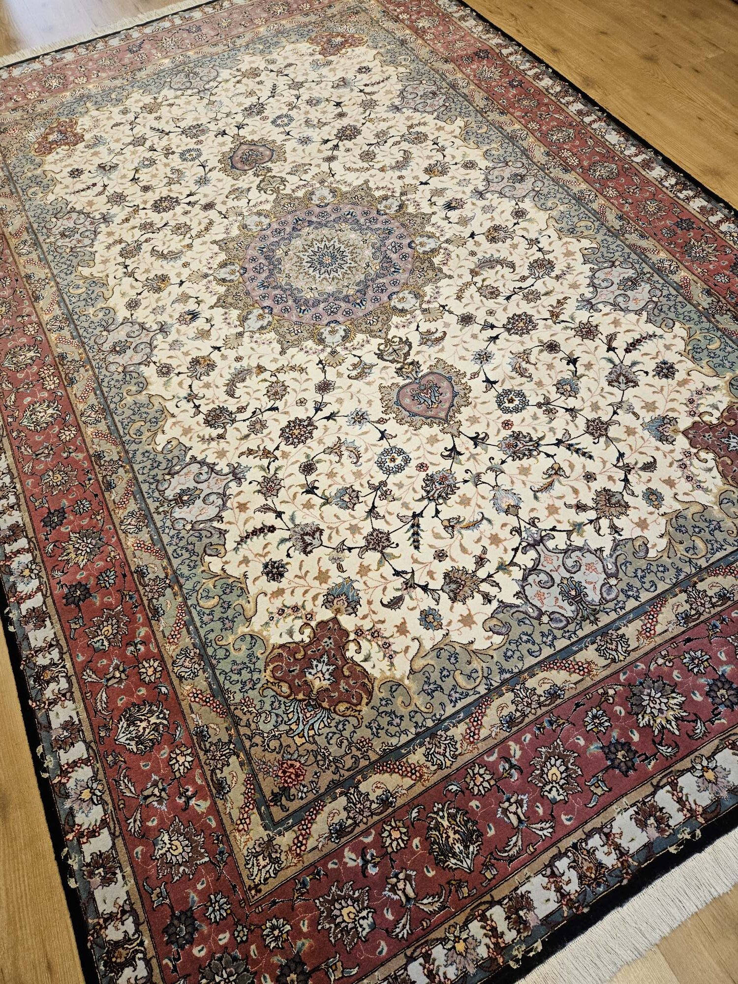 304x200 vintage handgeknoopt perzisch tapijt tabriz 60raj met zijde ID33950 - Afbeelding 2