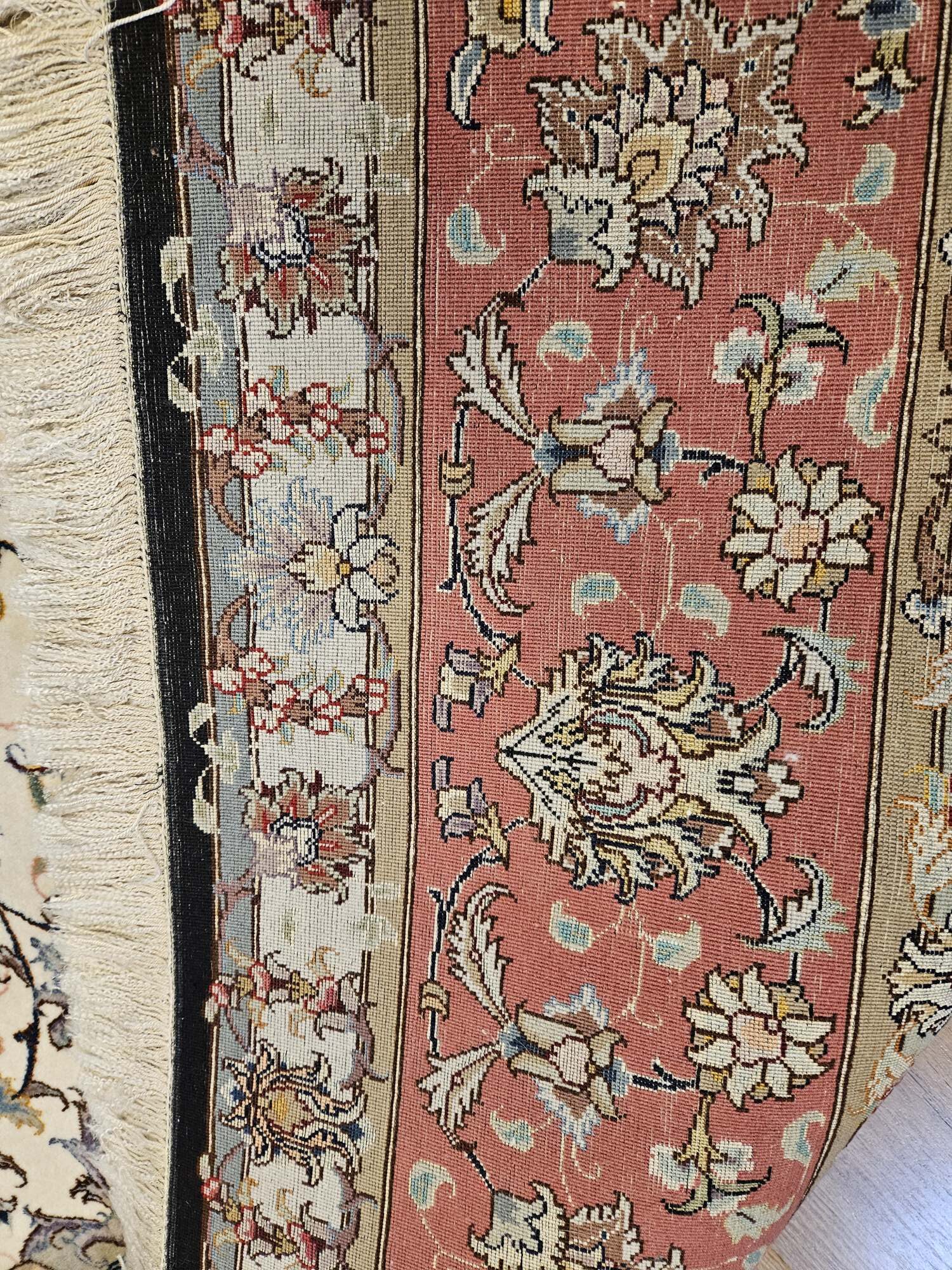 304x200 vintage handgeknoopt perzisch tapijt tabriz 60raj met zijde ID33950 - Afbeelding 4