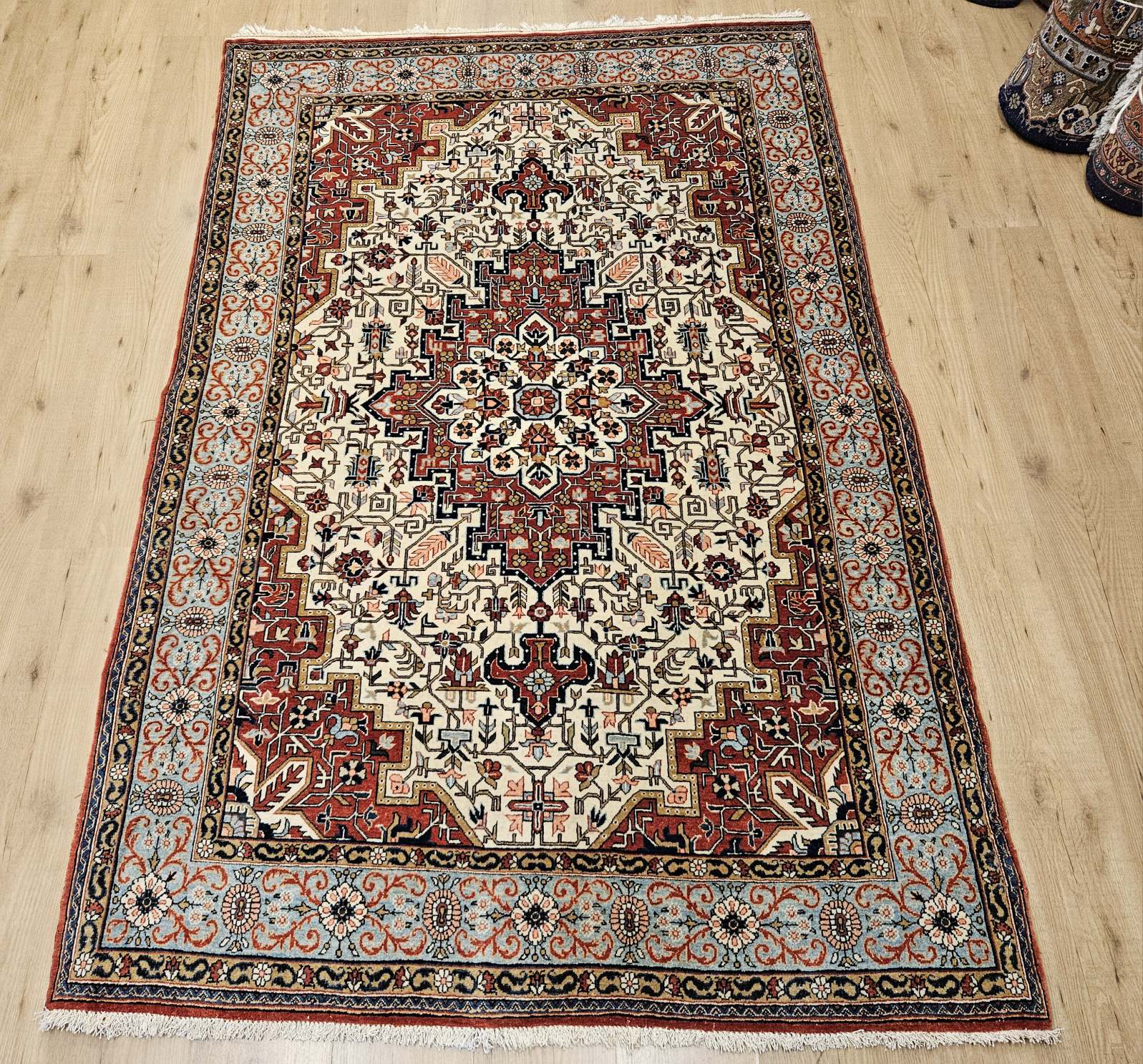 216x141 vintage handgeknoopt perzisch tapijt ghom ID33910