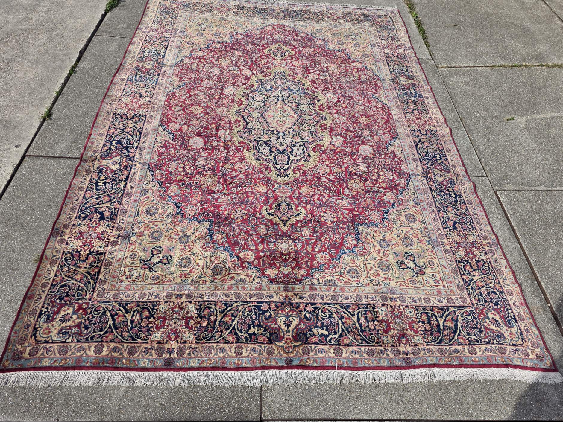 492x346 vintage handgeknoopt perzisch tapijt kirman antiek ID33906