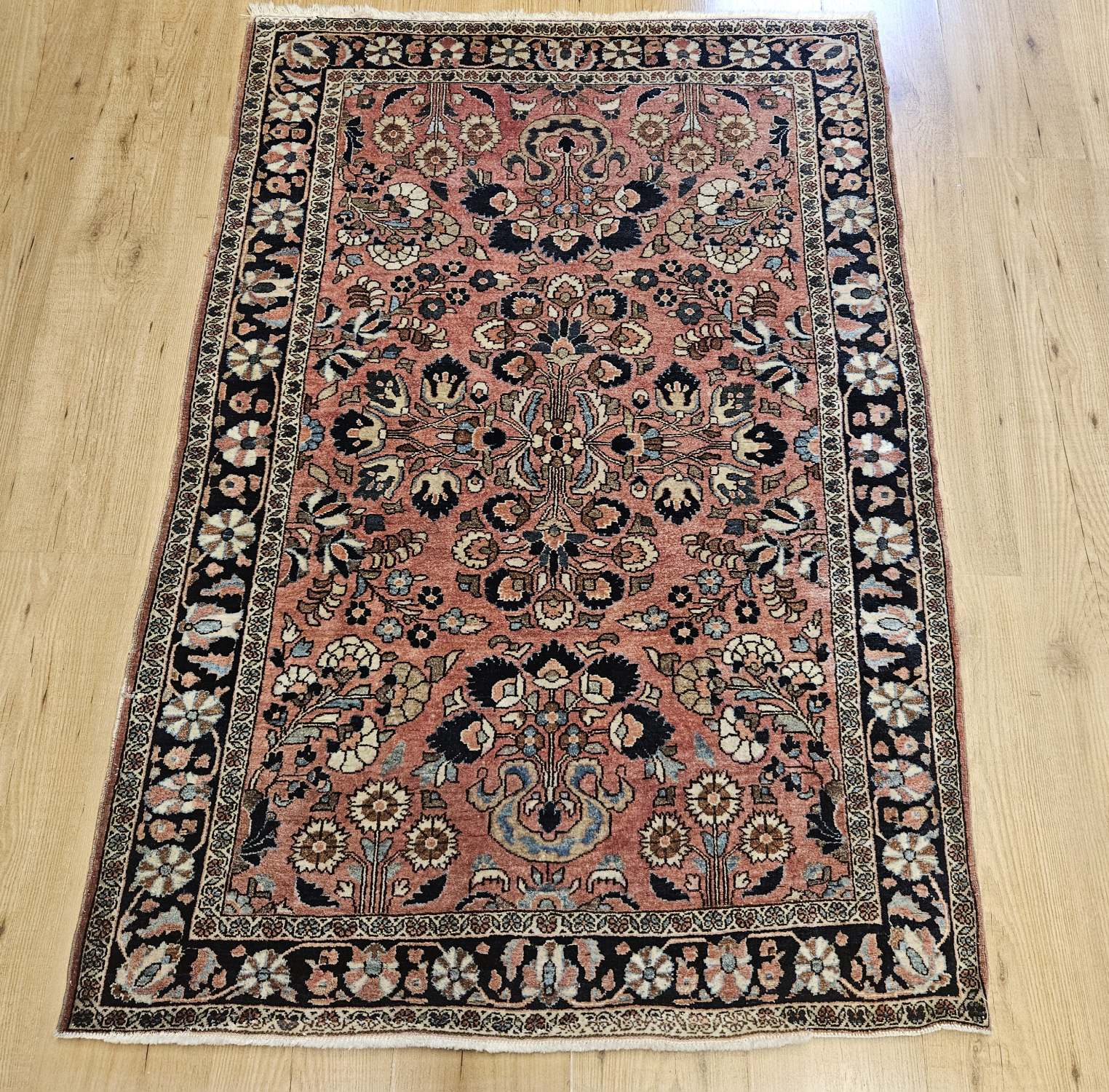 152x103 vintage handgeknoopt perzisch tapijt sarough antiek ID33938